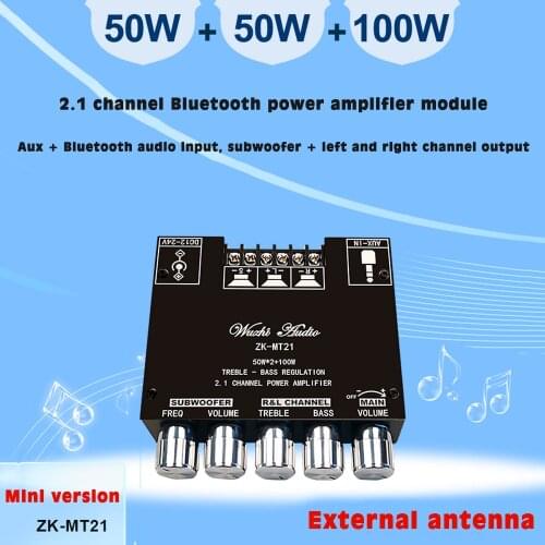 2*50W+100W Bluetooth 5.0 TPA3116D2 Power Subwoofer Amplifier Board 2.1 Channel Class D TPA3116 Audio Stereo Equalizer Amp