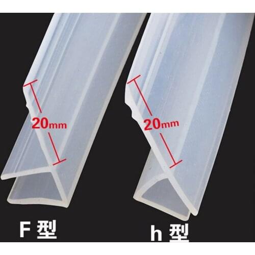 2 Meter/lot Widened F/h shape silicone rubber shower room door window glass seal strip weatherstrip for 6/8/10/12 mm glass