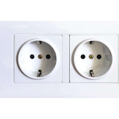2 Ports DE Power Charging Socket European Two Plug Faceplate Germany Electric Outlet With CE RoHs Certificate