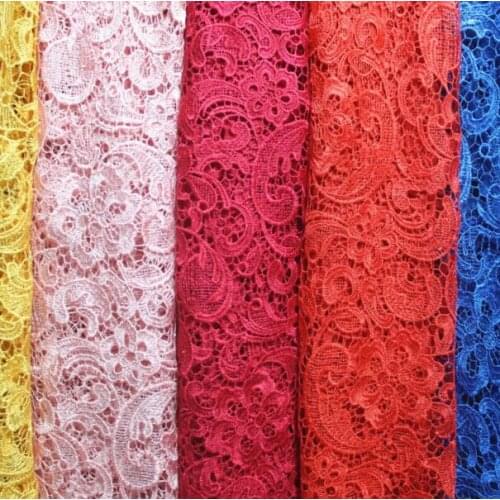 2Yards Nigerian Lace Fabrics For Wedding Dress White African Cord Lace Fabrics Red Blue French Guipure Lace Sewing Material