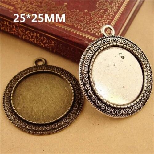 30pcs/lot Antique Silver Retro Curved Parttern Cabochon Base 25mm Inner Size DIY Jewelry Findings