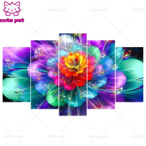 5D DIY Diamond embroidery colorful flower diamond painting Cross Stitch full drill mosaic fantasy art home decor Multi-picture