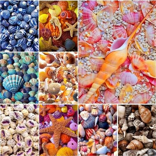 5D DIY Diamond Painting Conch Starfish Shell Diamond Embroidery Rhinestone Picture Mosaic Home Decoration Cross Stitch Kit Gift