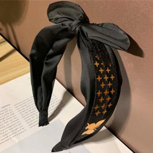Shiny Butterfly Decorated Bowknot Headband Women Cute Stars Hairband Knot Adults Girls Hair Accessories Hair Hoop Wide Head Band