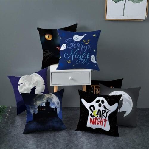 1PC Funny Halloween Pumpkin Ghost Bat Trick or Treat Cushion Cover Pillow Case Striped Geometric Pillowcase kussen Sofa Decor