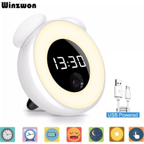 USB Rechargeable Digital Bedside Alarm Clock Touch Sensor Morning Snooze Wake Up Clock LED Night Light For Home Table Decoration