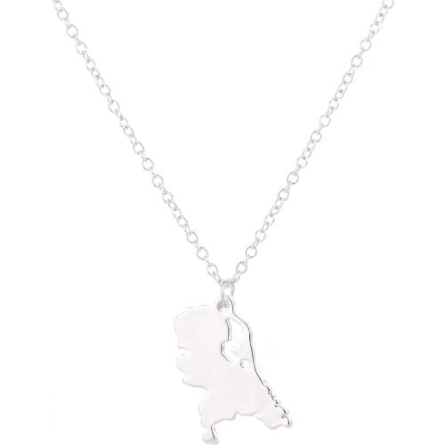 European and American Fashion Jewelry Dutch Map Necklace Pendant Plating Simple Collar Sent Girlfriend