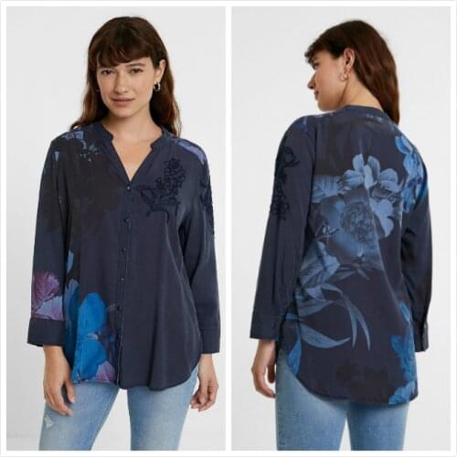 Spanish loose irregular print front short back long girl shirt