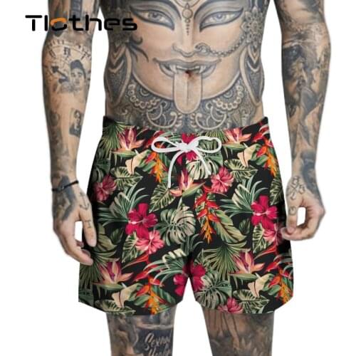 Summer Tropical Plants Print Beach Shorts Men Breathable Comfortable Casual Bathing Shorts with Net Inside Shorts Mens Clothing
