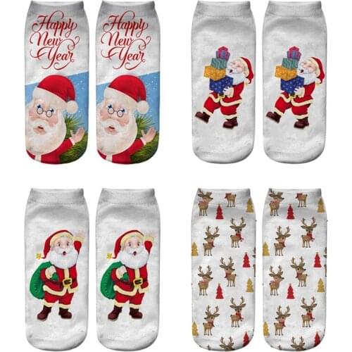 Cute 3D Printing Socks Women Christmas Santa Elk Socks Animal Sock Hosiery Fashion Cool Funny Lovely Xmas Santa Sox