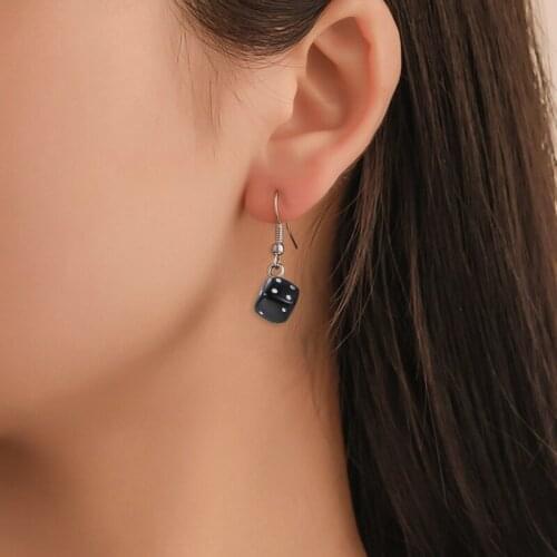 Creative Color Three-dimensional Dice Earrings Set Transparent Colorful Dice Dangle Earrings Women Jewelry Gift|Drop Earring
