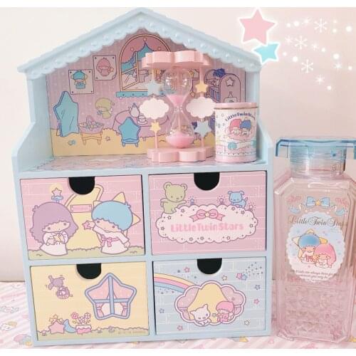 New Japan Animie Twin Stars Jewelry Box cosmetic Storage box Doll House Drawer display cabinet