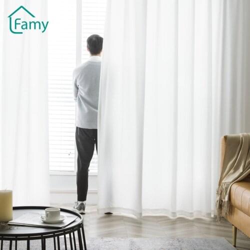 Solid White Curtains for Living Room Bedroom Voile Curtain Window Treatments Tulle Curtains Finished Drape Home Decoration