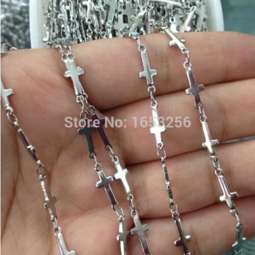 Lot of 5 meters in bulk Stainless Steel New Cross joint Link Chain Jewelry Finding / Marking Wholesale Chain Fashion