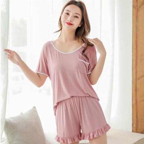 Sexy backless women summer pajamas set short sleeve loose nightwear cotton home clothes female shorts two piece pijama suit