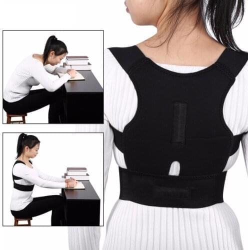 Mens and Womens Magnetic Shoulder Back Correction Belt Black Adjustable Posture Corrector Belt Clavicle Spine Brace Support