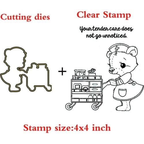 Nurse Animals Clear Stamps Coordinating Cutting dies for DIY Scrapbooking Craft Card Stempels New 2020 Silicone Seal
