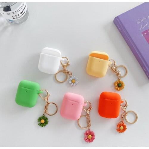 Luxury 3D cartoon flower keychain pendant silicone Headphone Earphone case for apple airpods 1 2 airpods pro Wireless cute cover