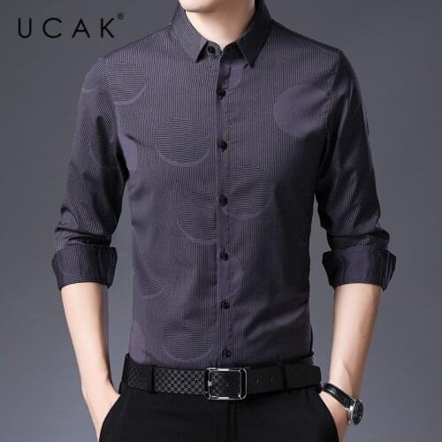 UCAK Brand Streetwear Long Sleeve Shirt Men Clothes Spring New Arrival Tops Casual Turn-down Collar Striped Shirts Homme U6182