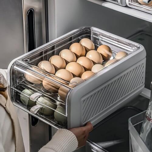 Drawer-Type Refrigerator Storage Box Household Egg Storage Box Fresh-keeping Double Layer Egg Tray