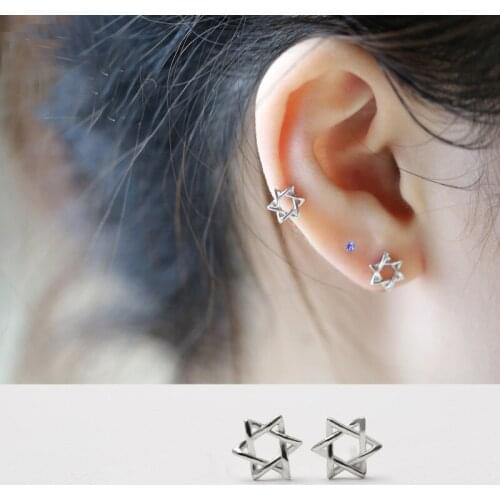 925 sterling silver Six-pointed star Stud Earrings for Women Elegant Wedding Jewelry pendientes mujer moda 2019 Brincos