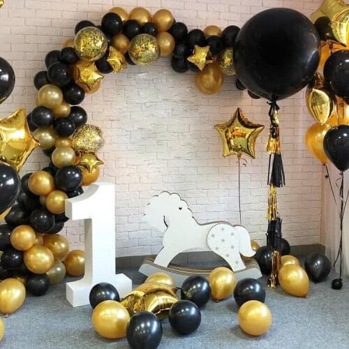 127Pcs Gold Black Silver Latex Balloons for Baby Shower Wedding Birthday Graduation Anniversary Party Background Decorations