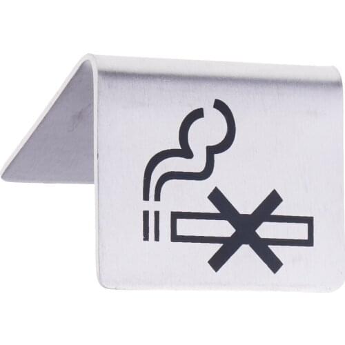 2Pcs Stainless Steel No-Smoking Sign Table Signs for Restaurant/Hotel/Office