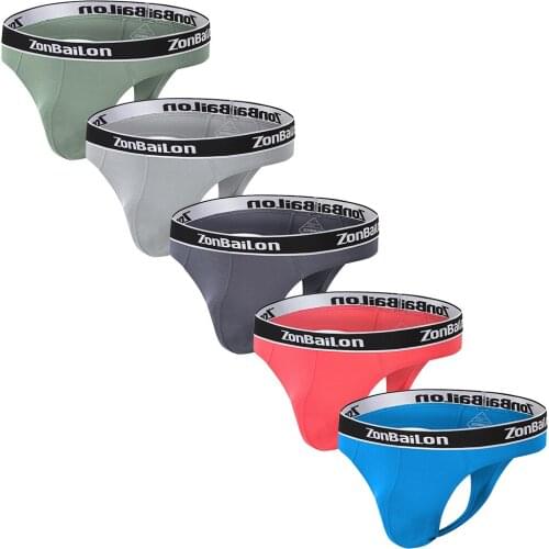 Mens Thongs Briefs Bamboo Breathable Soft Low Rise G-strings Panties T-back 5 Pack