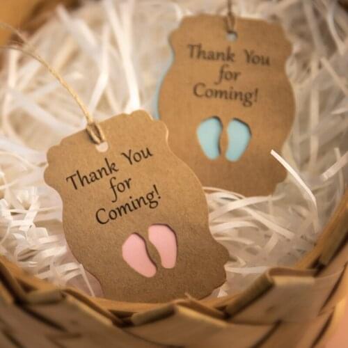 50Sets Thank You for Coming Kraft Gift Tag Baby Boys Girls Baptism Decoration Packaging Labels Message Card Stationery Bookmark