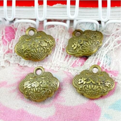 60PCS 10*12*4MM Antique Bronze Plated Zinc Alloy Longevity Lock Charms Pendants Diy Jewelry Accessories