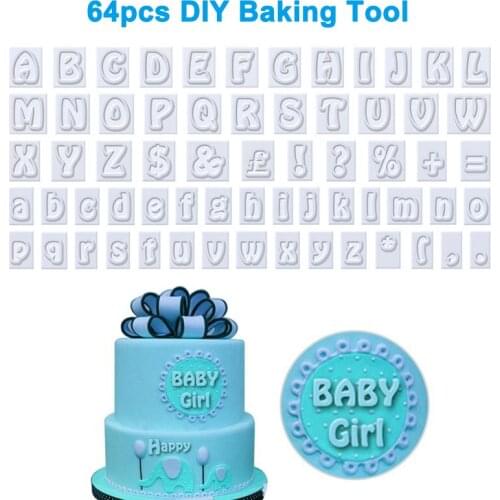 64pcs/set Plastic Cookies Fondant Cutter Alphabet Letters Shape Cake Decorating Tool Baking Supplies