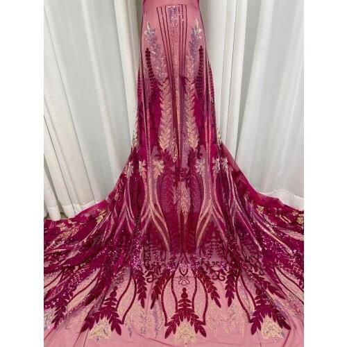 African Lace Fabric 2021 High Quality Lace Fabric for Sewing Clothes Sequins Nigerian Laces Fabric 5 Yards Net Wide Lace