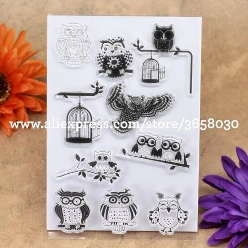 Owl Birdcage Scrapbook DIY photo cards account rubber stamp clear stamp transparent stamp 10x15cm 8052687