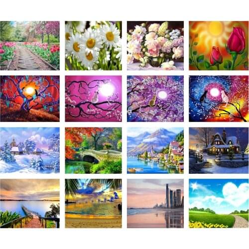 5D DIY Landscape Diamond Painting Snow Scene Picture Full Round Drill Diamond Embroidery Cross Stitch Kit Home Decor Gift Crafts