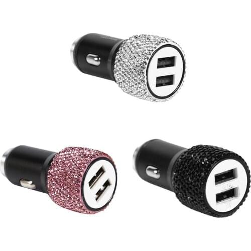 2 in 1 Dual USB Port Fast Charging Car Charger Safety Hammer Diamond Style MGO3