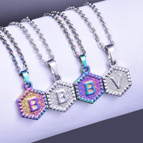 Stainless Steel Initial Words 26 Letters Pendant Chain Necklaces Making Handcraft Name Charms Men Women Gift Jewelry Wholesale