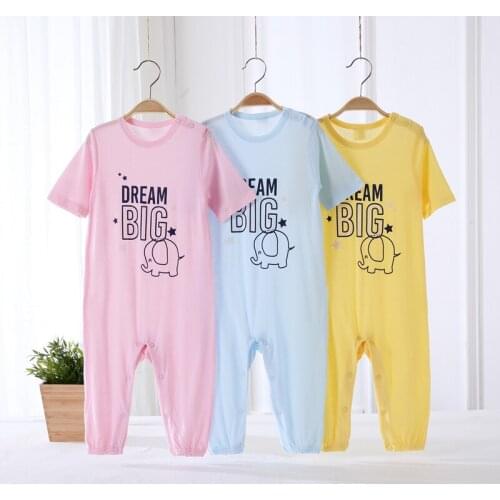 Children rompers short sleeves summer clothing baby jumpsuit kids boys clothes girls clothes bamboo cotton comfortable overalls