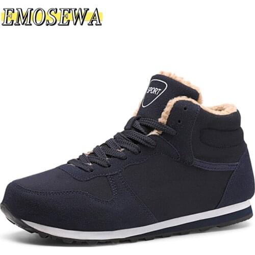 EMOSEWA Brand Winter High-quality Man Boots Winter High-top Sports Shoes Men Thick-soled and Velvet Warm Mens Snow Boots 36~48