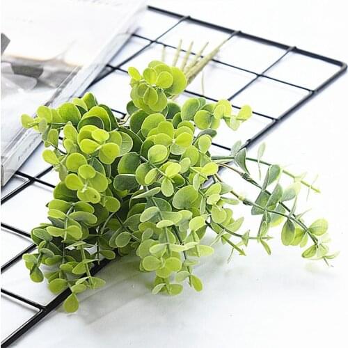 6PCS Artificial Plants Eucalyptus Leaves Handmade Bouquet Vase for Home Decor Garden Wedding Bridal Accessories Clearance
