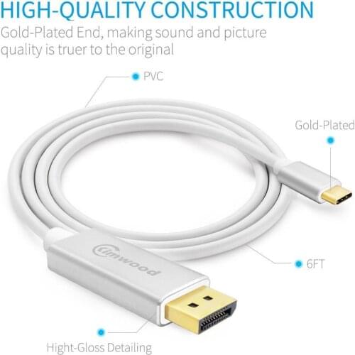 USB C to DP DisplayPort Cable (4K@60Hz) Thunderbolt 3 compatible DP1.2 cable for monitor display projector iMac samsung HP Dell