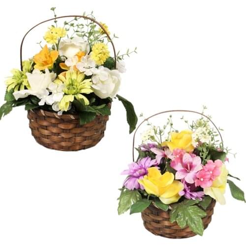 Collection Artificial Flowers Rattan Potted Lifelike Party Table Decor