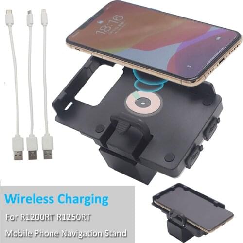 Suitable For BMW R1200RT R1250RT GPS Navigator USB Charger Mobile Phone Navigation Bracket 2 In 1 Fast Wireless Charging
