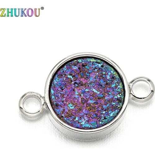 9mm Handmade Brass Cubic Zirconia Round Charms Connector DIY Jewelry Bracelet Necklace Making, Hole: 1.5mm, Model: VS257