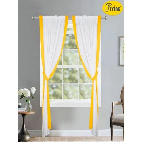 Flying Color Side Ronior with White voile tulle fabric curtain for the big window and living room hotel window