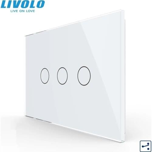 Livolo AU/US Standard Touch Switch, VL-C903S-11, White Crystal Glass Panel,3-gang 2-way Touch Control Light Switch