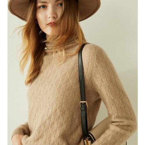LONGMING Women Sweater Turtleneck 100% Cashmere Winter Pullovers Wool Knitted Sweater Jumper Women Autumn Warm Sweaters Knit Top