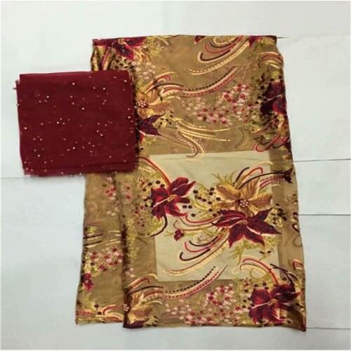 LX!High Quality African Silk Chiffon Printed Fabric 5+2 Yard For Ladies To Wear Soft And Comfortable Printed Silk Fabric! F32912