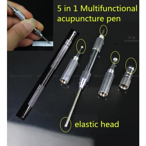 Medical Pure copper 5 in 1 multifunctional acupuncture stick Ear facial massage acupoint elasti meridia probe Acupuncture pen