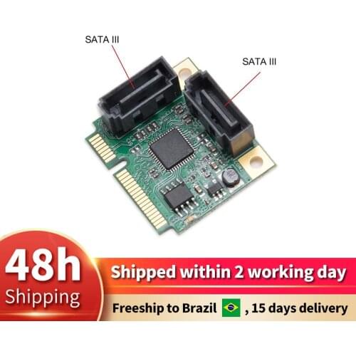 Mini PCI-E to 2Ports SATA 3.0 PCI Express PCIe Converter Hard Drive Extender SATA III Controller Card HUB Multiplier Add On Card