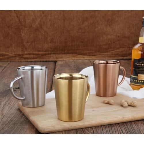 60pcs fashion 320ml 12oz Vacuum Cups Stainless Steel Mug Double Wall Beer Cup Insulated Milk Thermo Coffee Mug with handles SN